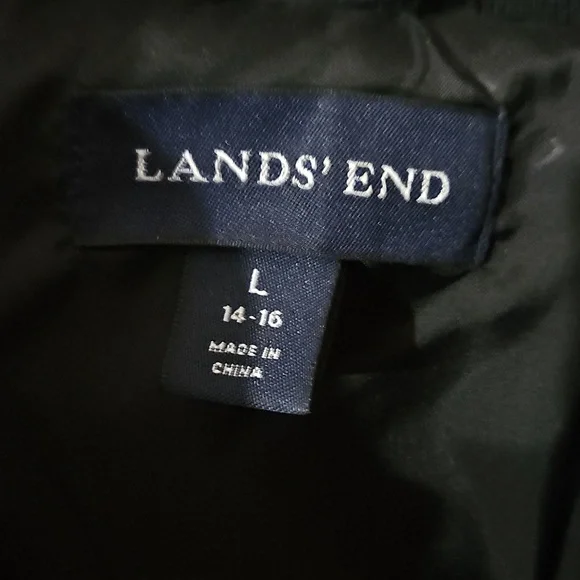 Lands' End Black Puffee Quilted  Long Coat - Picture 2 of 6